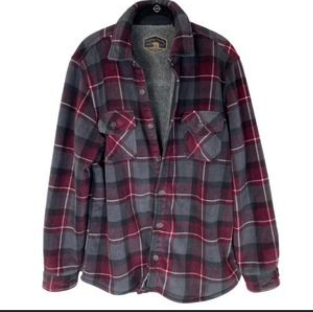 Gently usedFreedom Foundry Fleece-Lined Flannel Jacket Shirt Gray Red